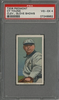 1909-11 T206 White Border Cy Young, Glove Shows – PSA VG-EX 4